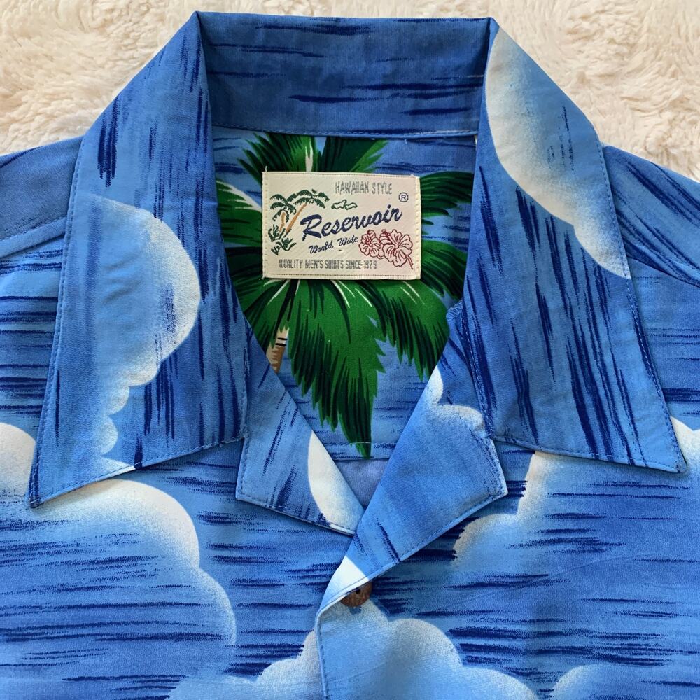 Men’s Reservoir Hawaiian Style Vacation Palm Trees Button Down Size L - Picture 4 of 7